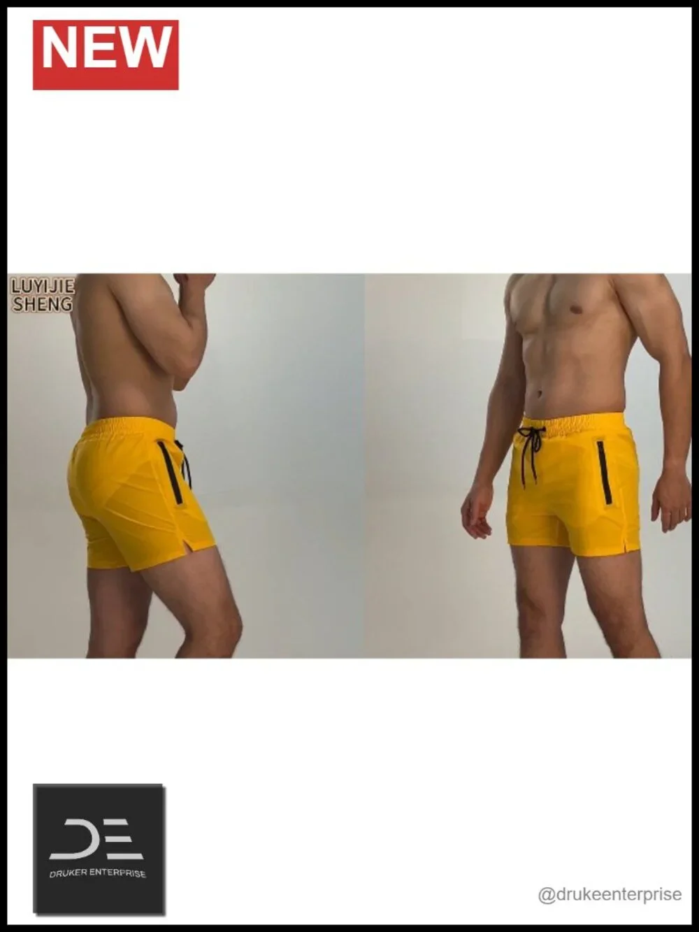 Quick-Dry Swim Trunks with Zipper Pockets Mesh Lining UPF 25